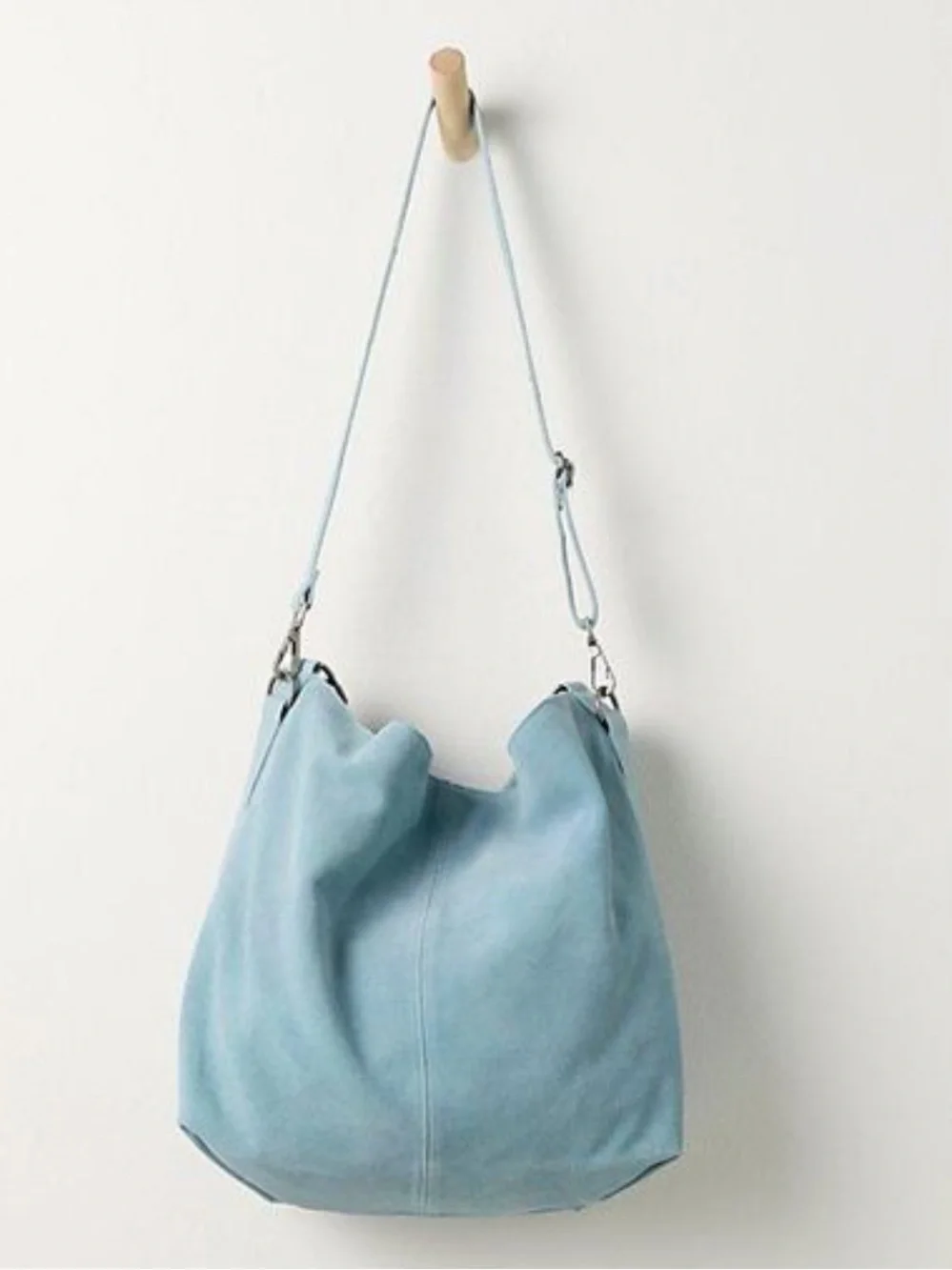 NWT Free People Suzie Suede Soft Light Blue Leather Shoulder Bag